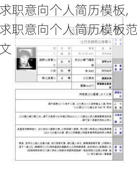 求职意向个人简历模板,求职意向个人简历模板范文