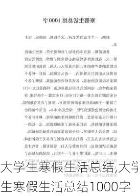 大学生寒假生活总结,大学生寒假生活总结1000字