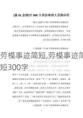 劳模事迹简短,劳模事迹简短300字